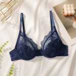 Shein 1pc Women's Wireless Lace Embroidered Bra